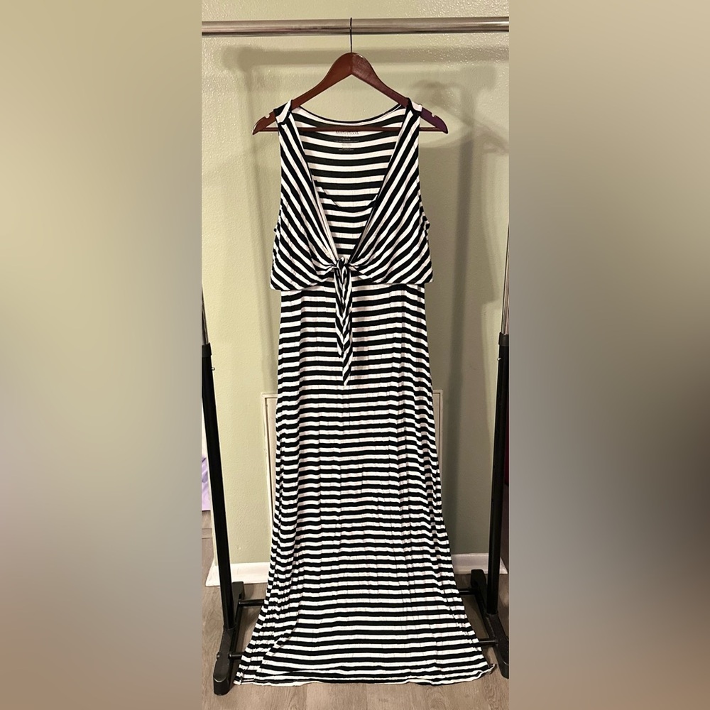 Motherhood Black and White Striped Top